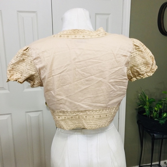 NO BRAND Bolero/Crop Top Tan with Beading Size S - Picture 5 of 7